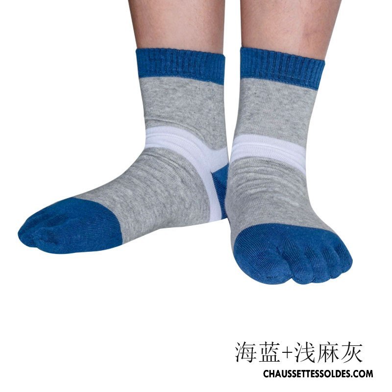 Chaussettes Mi Hautes Homme Milieu Chaussettes En Coton Toutes Les Saisons Respirant Cinq Doigts Mouvement Couleurs Mixtes Vert