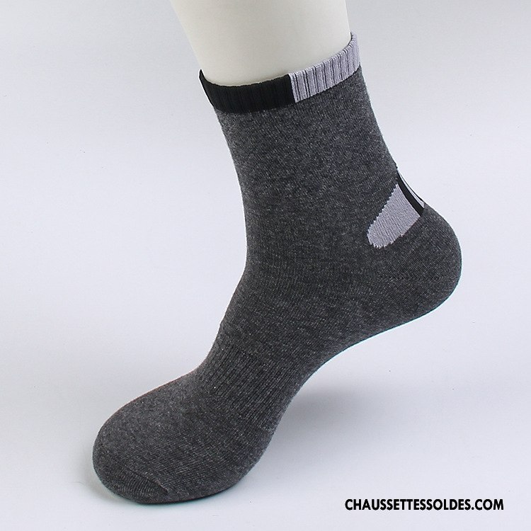Chaussettes Mi Hautes Homme Milieu Coton Bio Mode Basket Anti-odeur Nouvelles Arrivées Blanc