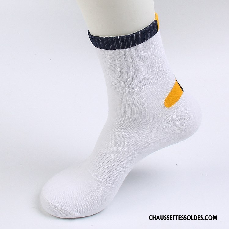 Chaussettes Mi Hautes Homme Milieu Coton Bio Mode Basket Anti-odeur Nouvelles Arrivées Blanc
