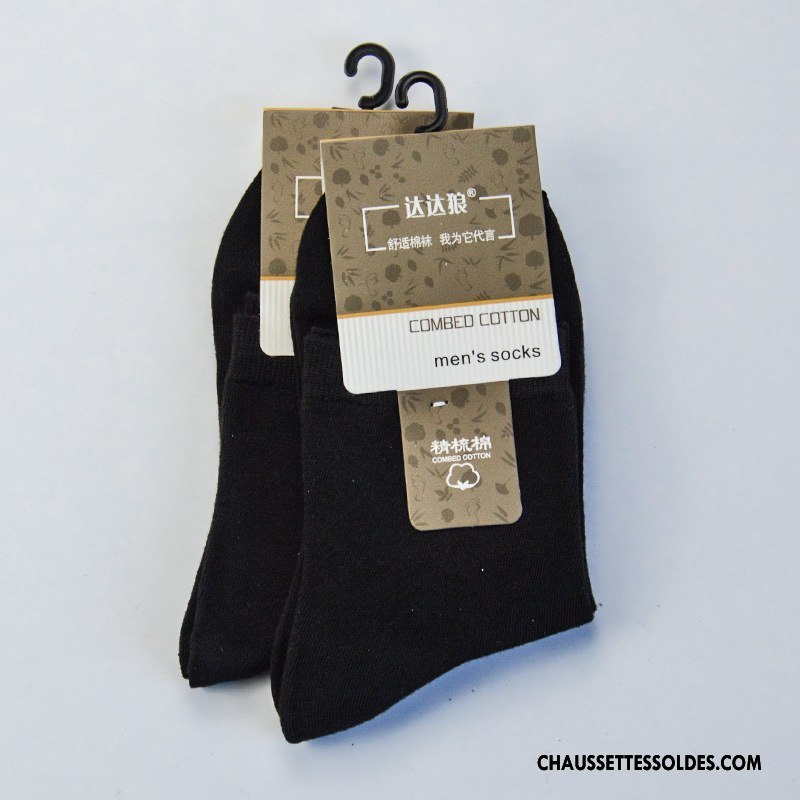 Chaussettes Mi Hautes Homme Milieu Coton Bio Mouvement Hiver L'automne Pure Noir