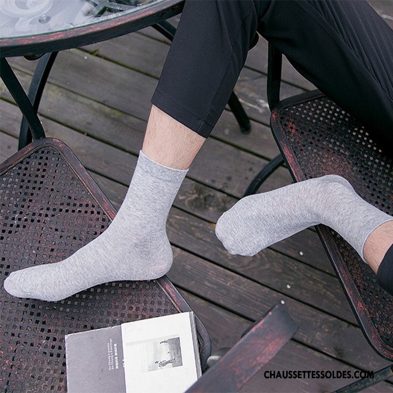 Chaussettes Mi Hautes Homme Milieu Coton Bio Mouvement Hiver L'automne Pure Noir