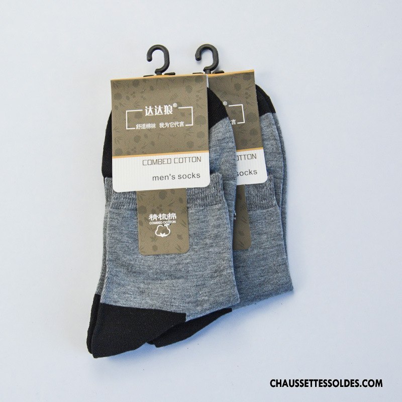 Chaussettes Mi Hautes Homme Milieu Coton Bio Mouvement Hiver L'automne Pure Noir