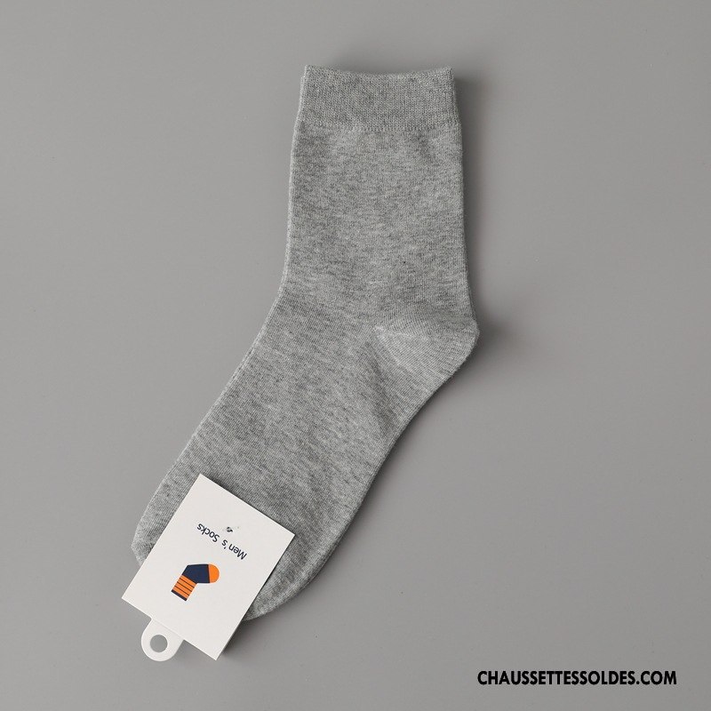 Chaussettes Mi Hautes Homme Milieu De Travail 100% Coton Classique L'automne Printemps Gris