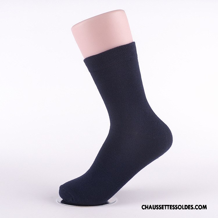 Chaussettes Mi Hautes Homme Milieu De Travail Chaussettes En Coton L'automne Pure Bleu