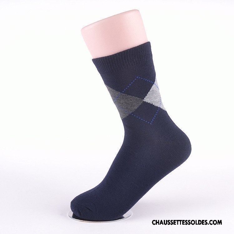 Chaussettes Mi Hautes Homme Milieu De Travail Chaussettes En Coton L'automne Pure Bleu