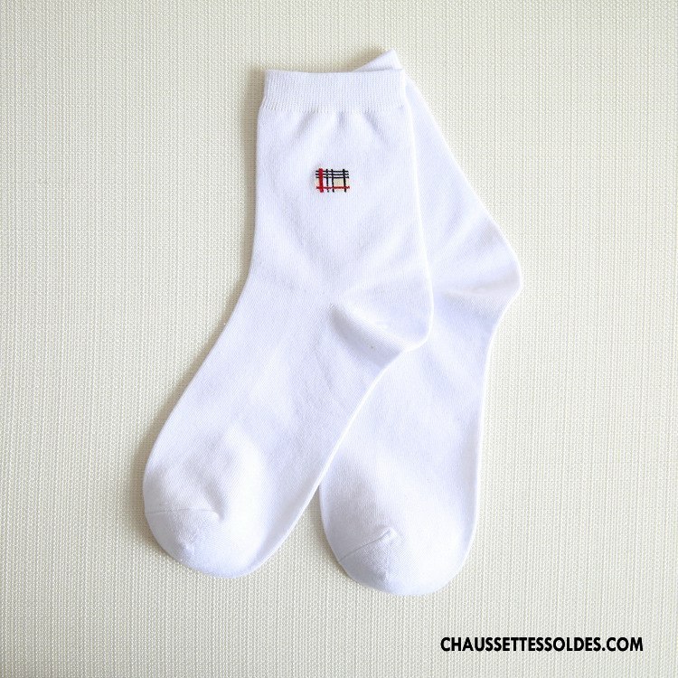 Chaussettes Mi Hautes Homme Milieu De Travail Respirant Chaussettes En Coton Coton Bio Pure Rouge