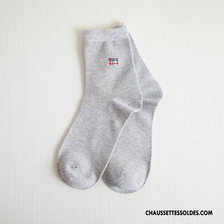Chaussettes Mi Hautes Homme Milieu De Travail Respirant Chaussettes En Coton Coton Bio Pure Rouge