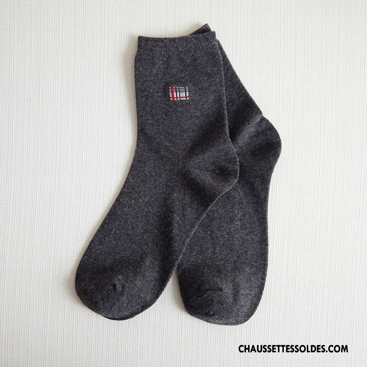 Chaussettes Mi Hautes Homme Milieu De Travail Respirant Chaussettes En Coton Coton Bio Pure Rouge