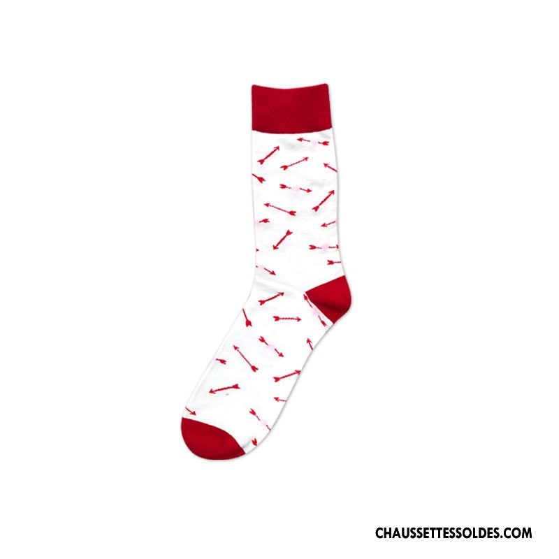 Chaussettes Mi Hautes Homme Milieu Grande Taille Casual Tendance Mode Rouge