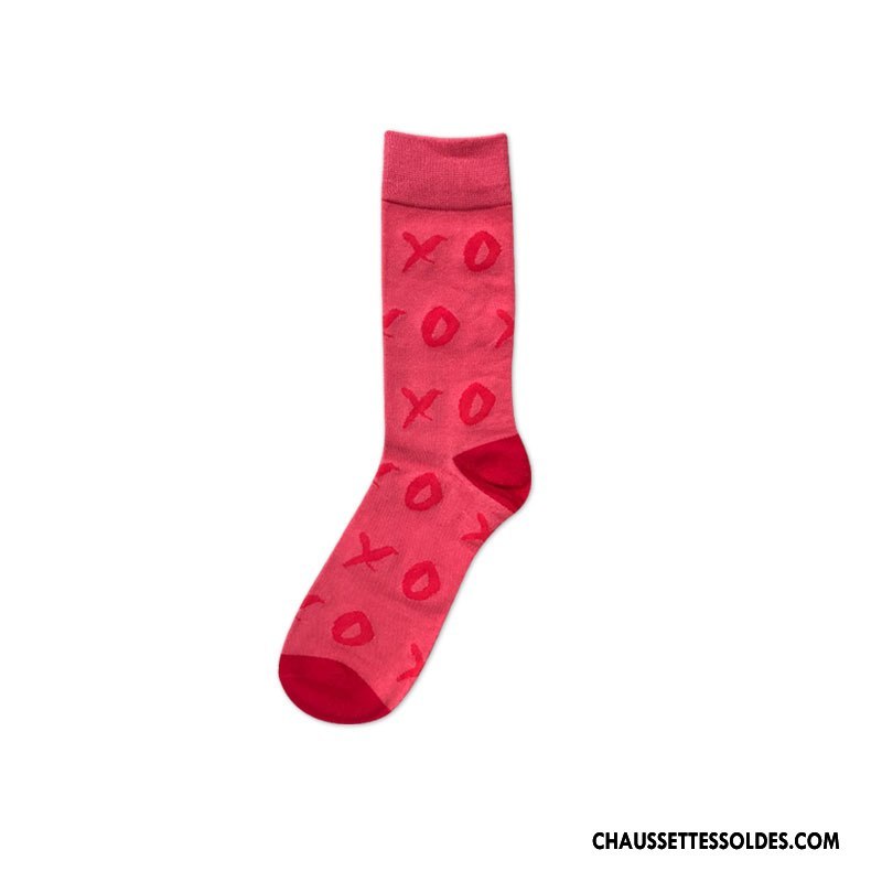 Chaussettes Mi Hautes Homme Milieu Grande Taille Casual Tendance Mode Rouge