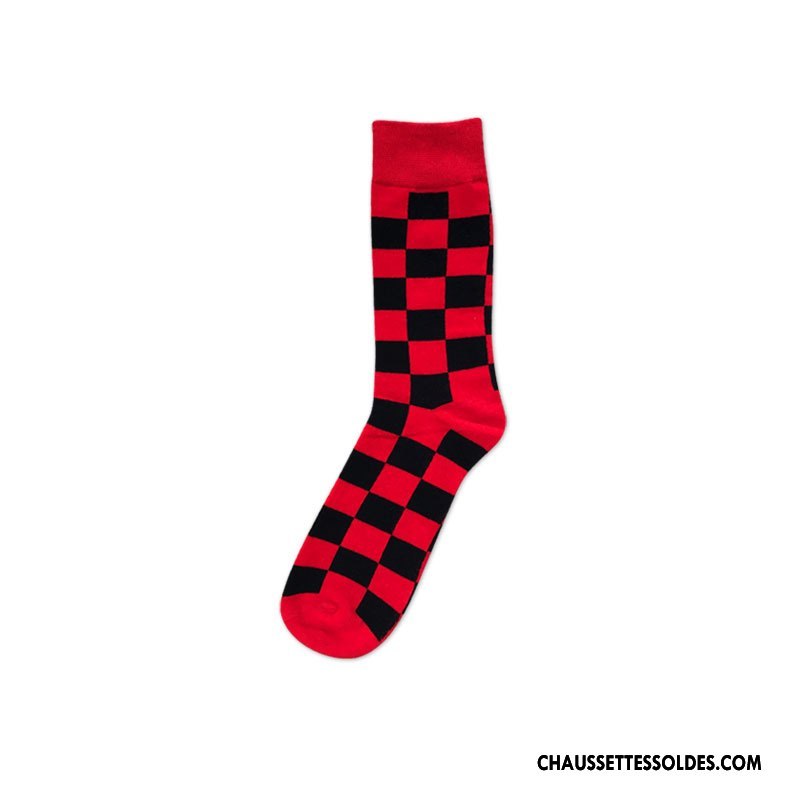 Chaussettes Mi Hautes Homme Milieu Grande Taille Casual Tendance Mode Rouge