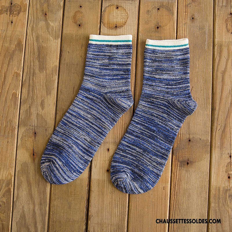 Chaussettes Mi Hautes Homme Milieu Gros Chaussettes En Coton Le Nouveau L'automne Hiver Bleu