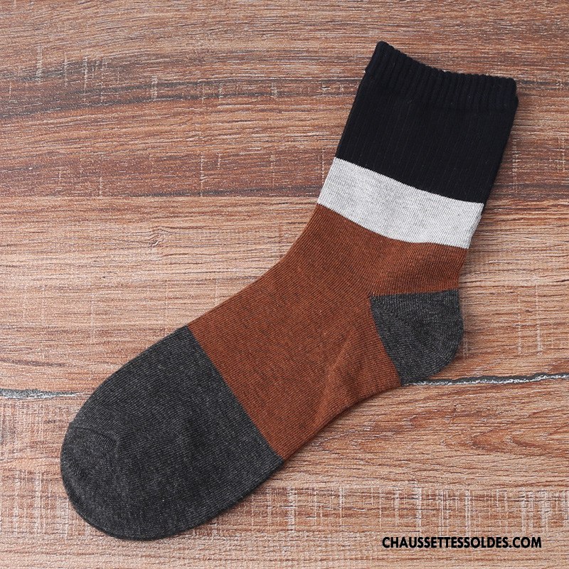 Chaussettes Mi Hautes Homme Milieu Hiver L'automne Abstrait 100% Coton Gros Marron / Brun