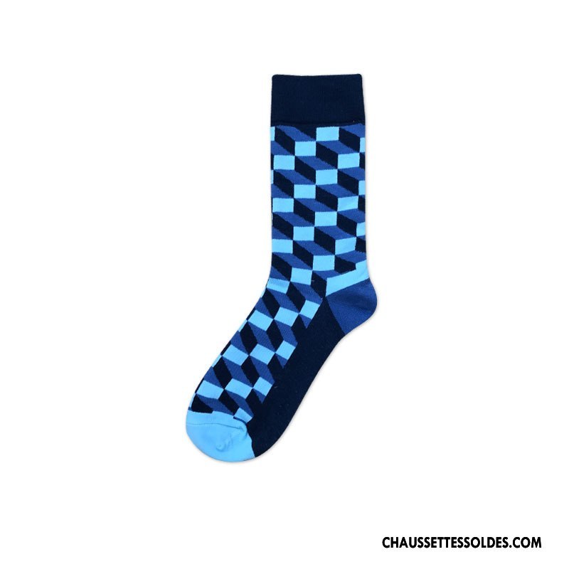 Chaussettes Mi Hautes Homme Milieu Le Nouveau Lovers Mode Carreaux Tendance Bordeaux