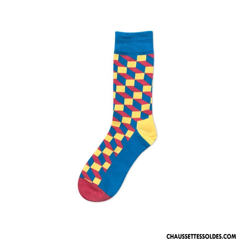 Chaussettes Mi Hautes Homme Milieu Le Nouveau Lovers Mode Carreaux Tendance Bordeaux