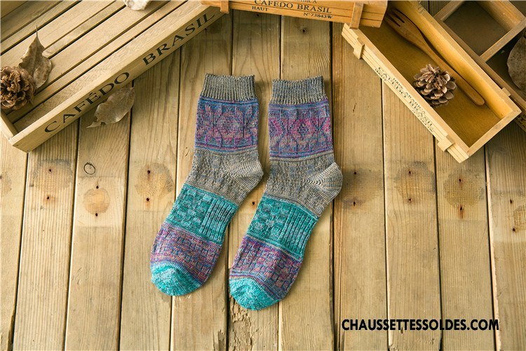 Chaussettes Mi Hautes Homme Milieu Le Nouveau Style National Tendance Style Chaud Couleurs Mixtes Bordeaux