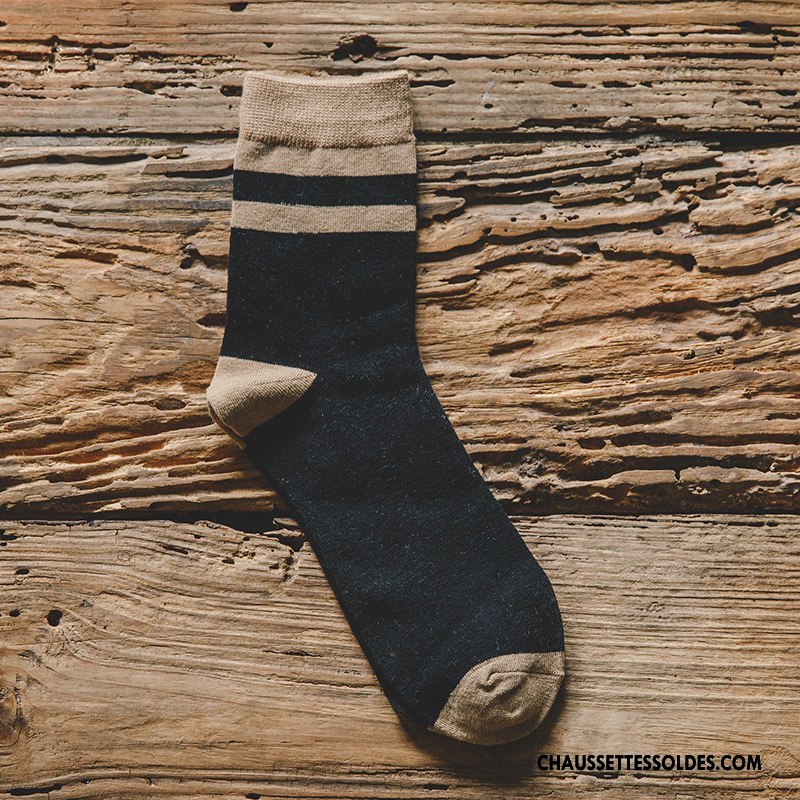 Chaussettes Mi Hautes Homme Milieu Longue Hiver Chaussettes En Coton Casual Le Nouveau Couleurs Mixtes Bleu