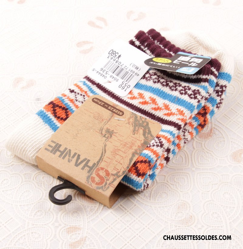 Chaussettes Mi Hautes Homme Milieu Longue Rétro Style National Ultra Tendance Gris
