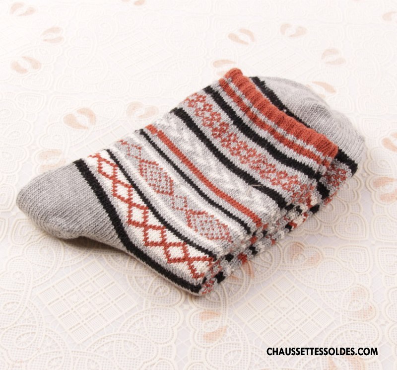 Chaussettes Mi Hautes Homme Milieu Longue Rétro Style National Ultra Tendance Gris
