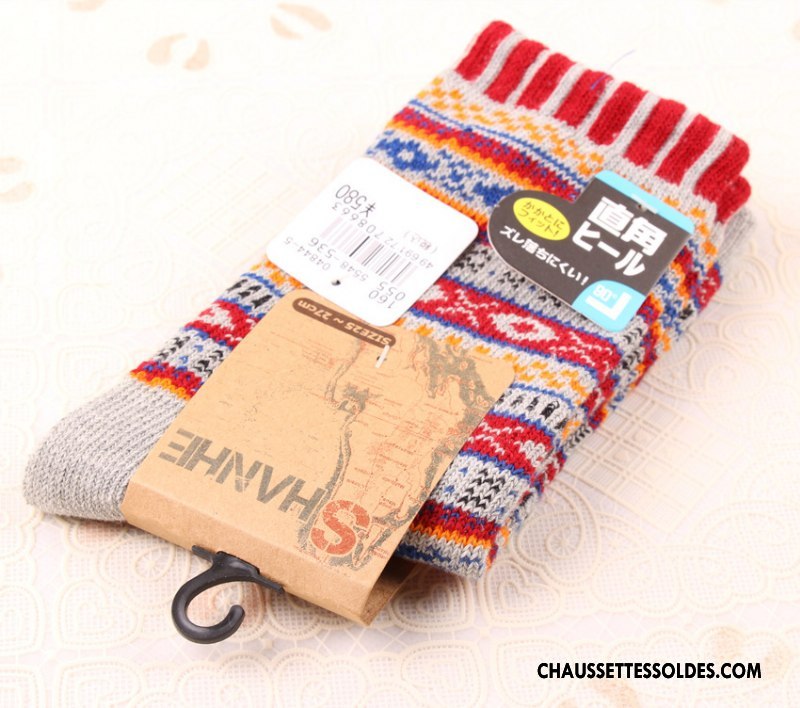 Chaussettes Mi Hautes Homme Milieu Longue Rétro Style National Ultra Tendance Gris
