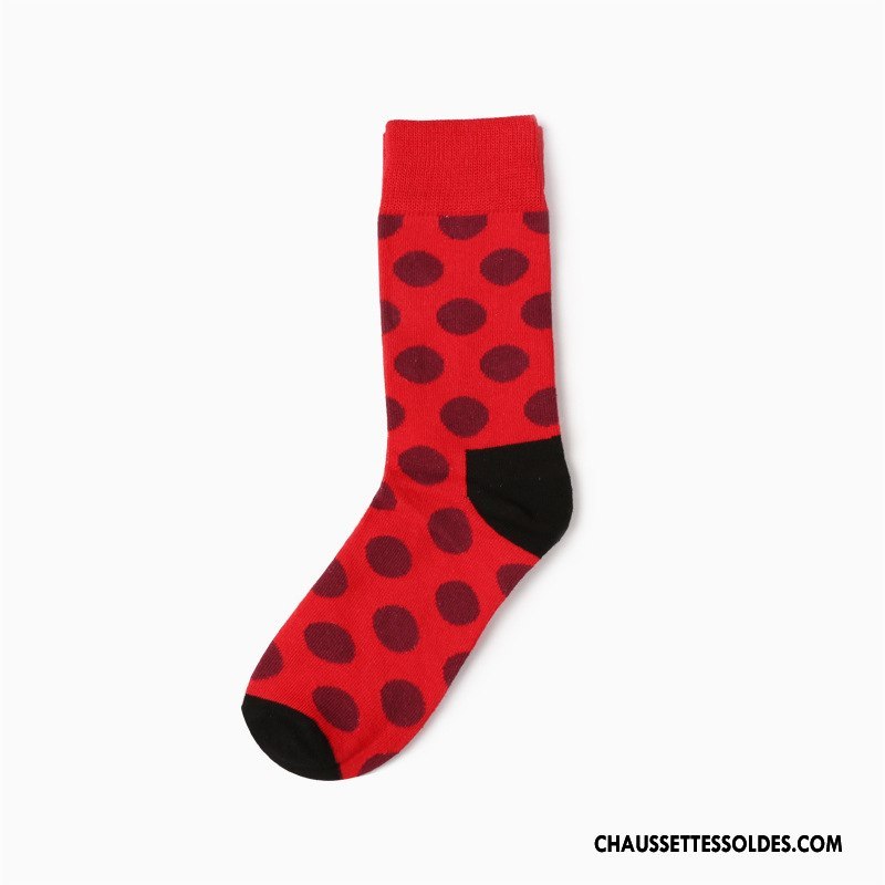 Chaussettes Mi Hautes Homme Milieu Marque De Tendance Gros Point D'onde Créatif Long Stock Couleur De Contraste Bleu