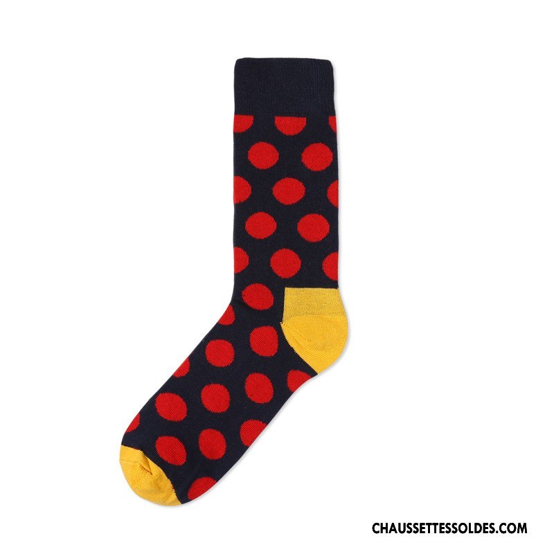 Chaussettes Mi Hautes Homme Milieu Marque De Tendance Gros Point D'onde Créatif Long Stock Couleur De Contraste Bleu