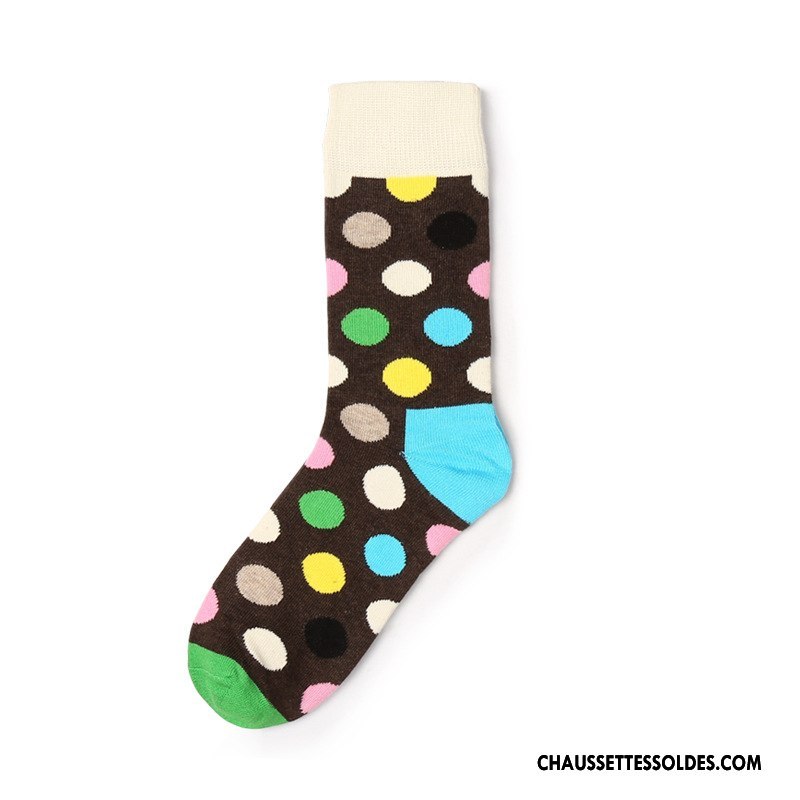 Chaussettes Mi Hautes Homme Milieu Marque De Tendance Gros Point D'onde Créatif Long Stock Couleur De Contraste Bleu