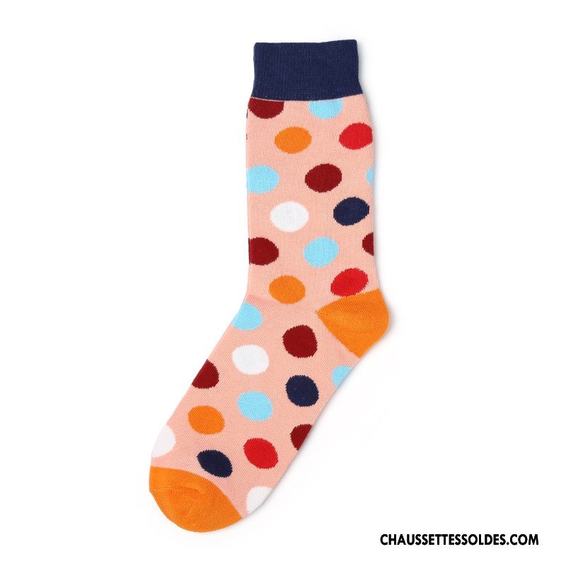 Chaussettes Mi Hautes Homme Milieu Marque De Tendance Gros Point D'onde Créatif Long Stock Couleur De Contraste Bleu