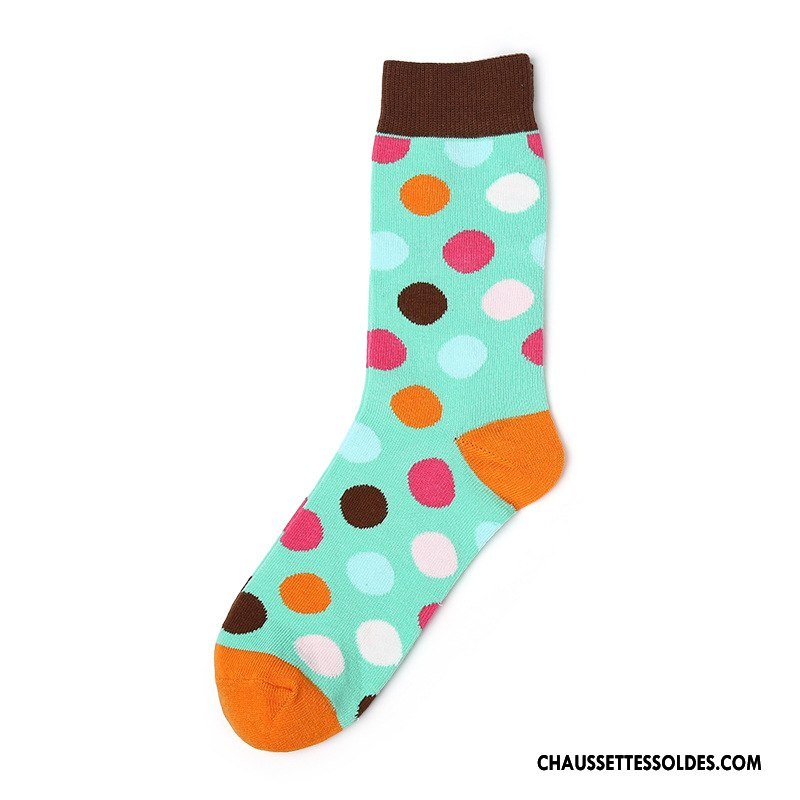 Chaussettes Mi Hautes Homme Milieu Marque De Tendance Gros Point D'onde Créatif Long Stock Couleur De Contraste Bleu
