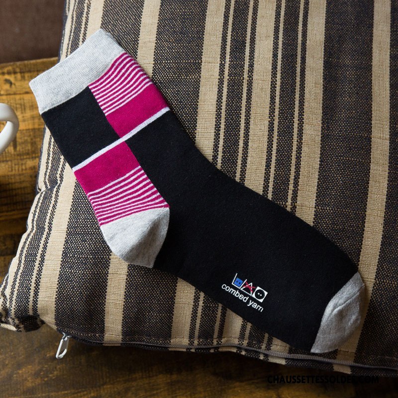 Chaussettes Mi Hautes Homme Milieu Matelassé Le Nouveau Rayé Hiver De Travail Bleu Marin
