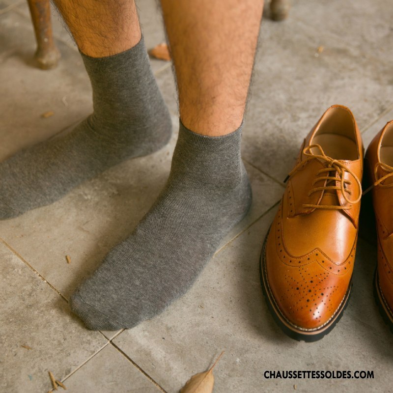 Chaussettes Mi Hautes Homme Milieu Matelassé Mode Pure Gris