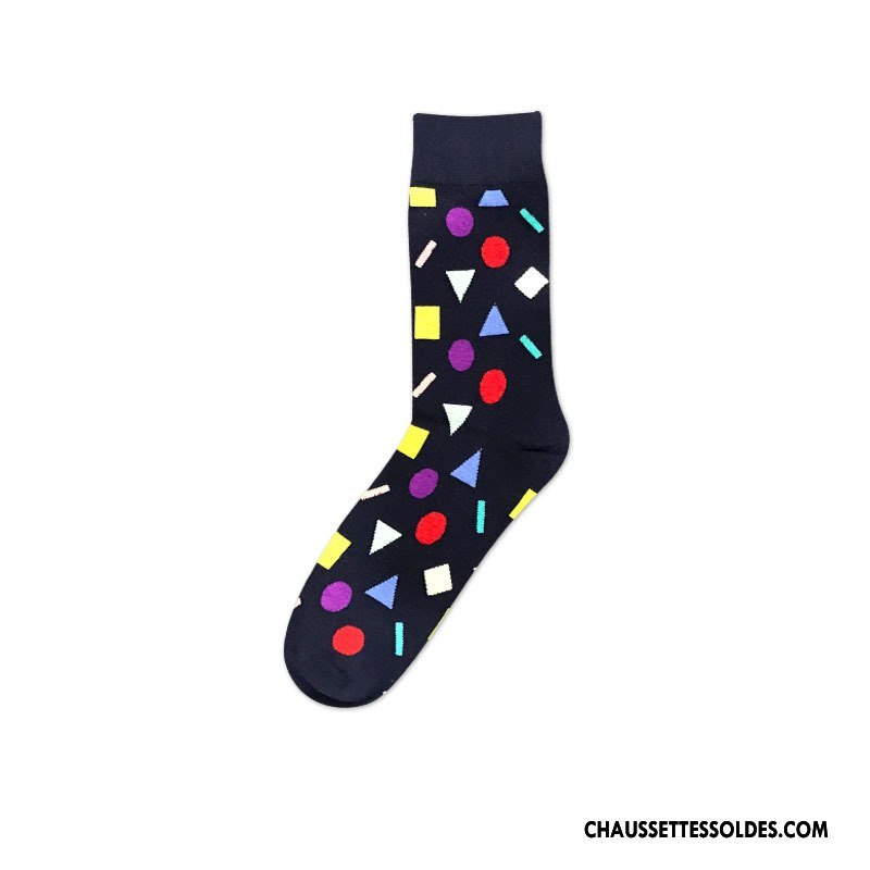 Chaussettes Mi Hautes Homme Milieu Mode Points Grande Taille Casual Tendance Gris