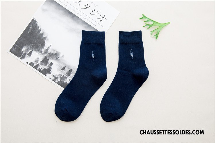 Chaussettes Mi Hautes Homme Milieu Petit Le Nouveau L'automne Hiver Coton Bio Bleu