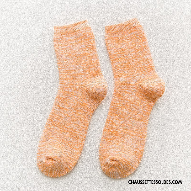 Chaussettes Mi Hautes Homme Milieu Plus De Velours Yarn Rayé Le Nouveau 100% Coton Gris
