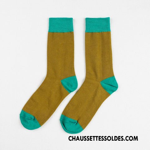 Chaussettes Mi Hautes Homme Milieu Tendance Le Nouveau L'automne Hiver Créatif Jaune