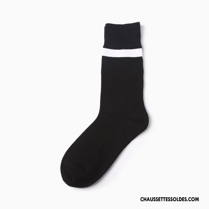 Chaussettes Mi Hautes Homme Milieu Toutes Les Saisons Simple De Travail 100% Coton Le Nouveau Noir