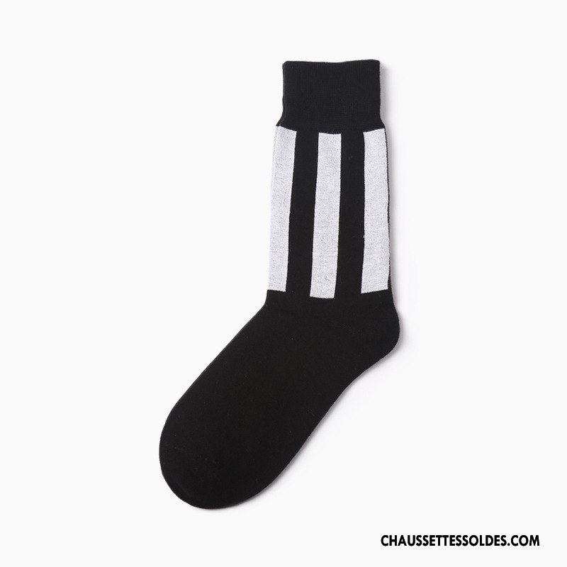 Chaussettes Mi Hautes Homme Milieu Toutes Les Saisons Simple De Travail 100% Coton Le Nouveau Noir