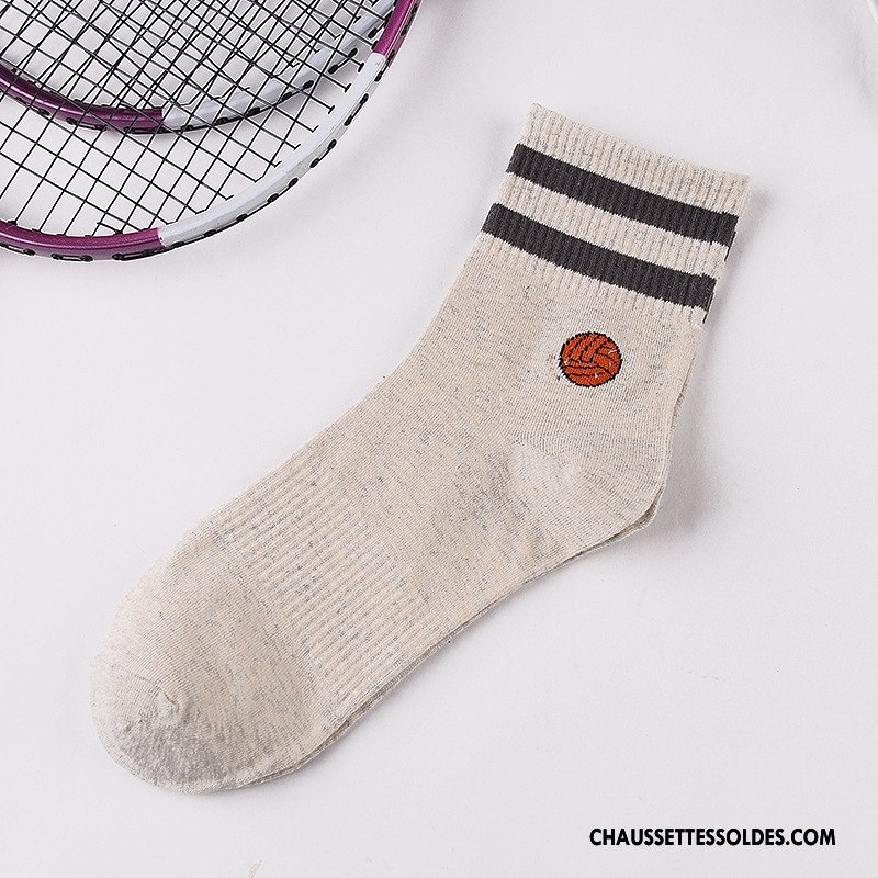 Chaussettes Mi Hautes Homme Mouvement Confortable 100% Coton Basket Matelassé Milieu Gris