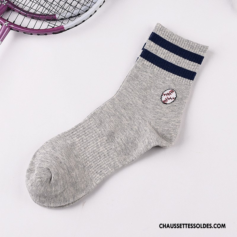 Chaussettes Mi Hautes Homme Mouvement Confortable 100% Coton Basket Matelassé Milieu Gris