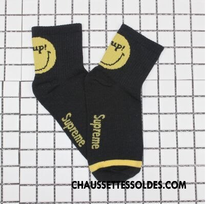 Chaussettes Mi Hautes Homme Mouvement Le Nouveau Souriant Dessin Animé Milieu Chaussettes En Coton Gris