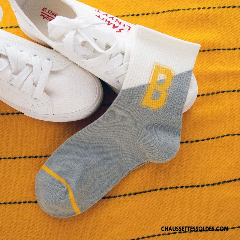 Chaussettes Mi Hautes Homme Mouvement Lettre Hiver Milieu Vent D'université Nouvelles Arrivées Vert