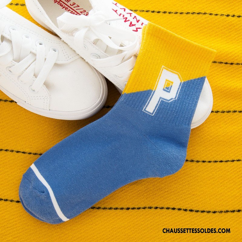 Chaussettes Mi Hautes Homme Mouvement Lettre Hiver Milieu Vent D'université Nouvelles Arrivées Vert