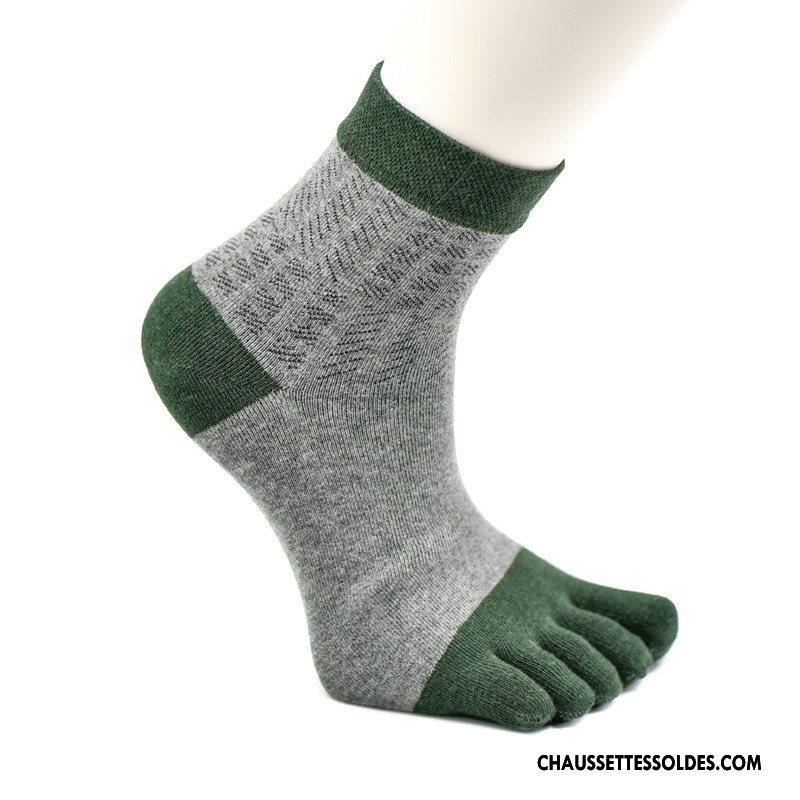 Chaussettes Mi Hautes Homme Mouvement Milieu Toutes Les Saisons Anti-odeur Cinq Doigts Absorber La Sueur Gris
