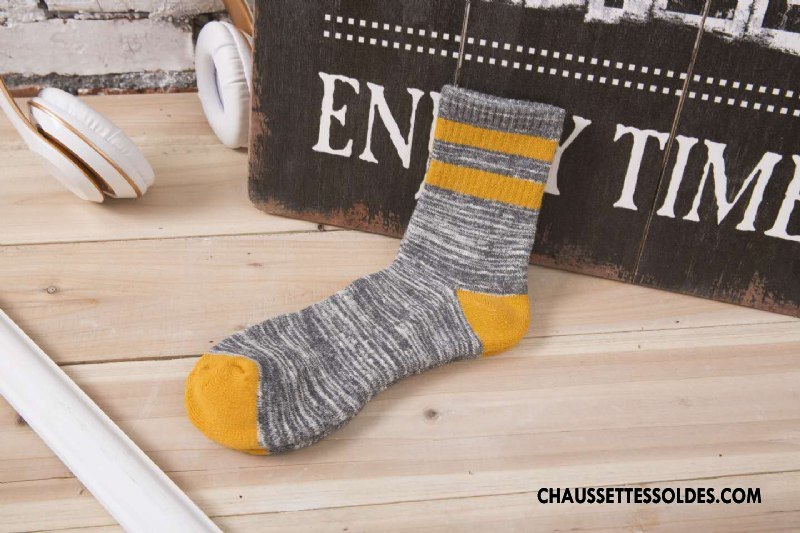 Chaussettes Mi Hautes Homme Mouvement Terry Yarn Milieu Serviette Absorber La Sueur Gris