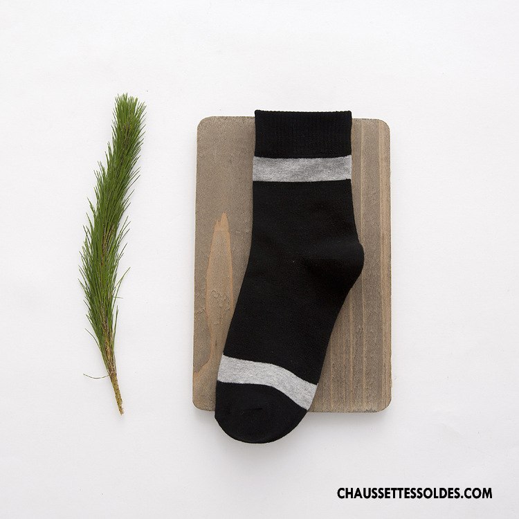 Chaussettes Mi Hautes Homme Mouvement Vent D'université Haute Qualité Milieu Chaussettes En Coton Élève Noir