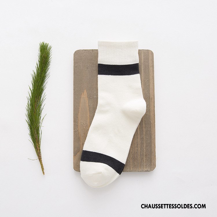 Chaussettes Mi Hautes Homme Mouvement Vent D'université Haute Qualité Milieu Chaussettes En Coton Élève Noir