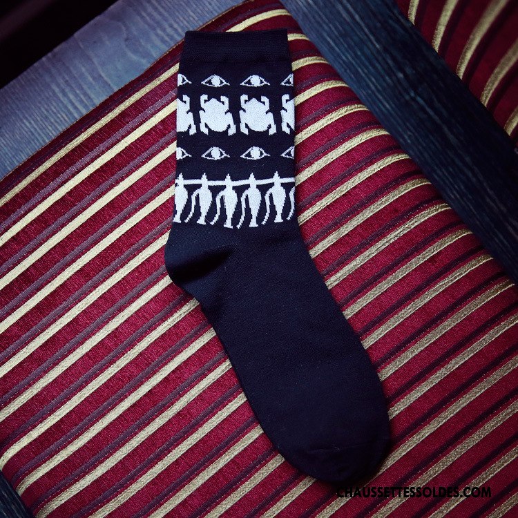 Chaussettes Mi Hautes Homme Nouvelles Arrivées Chaussettes En Coton Rétro Milieu Anti-odeur Chaussette Longue Blanc Noir