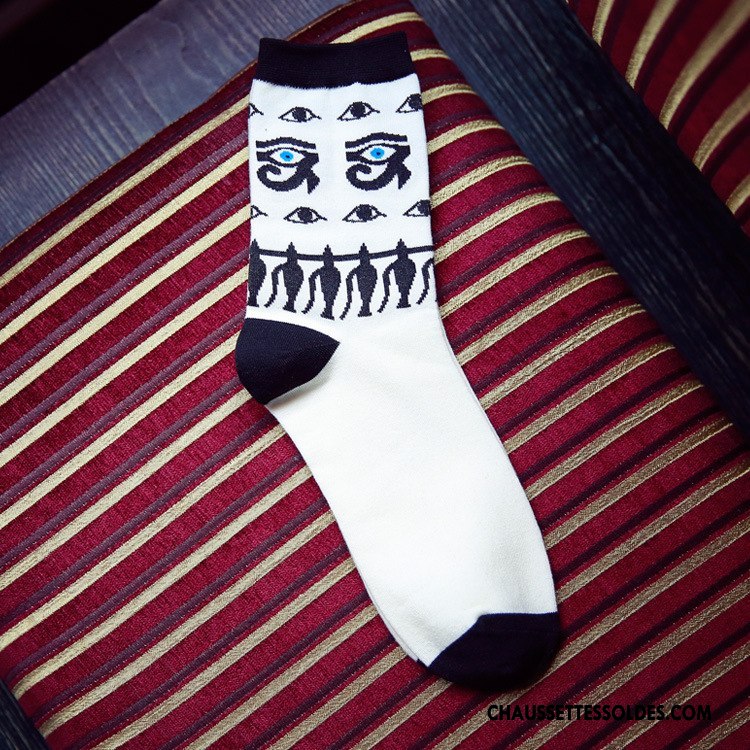 Chaussettes Mi Hautes Homme Nouvelles Arrivées Chaussettes En Coton Rétro Milieu Anti-odeur Chaussette Longue Blanc Noir
