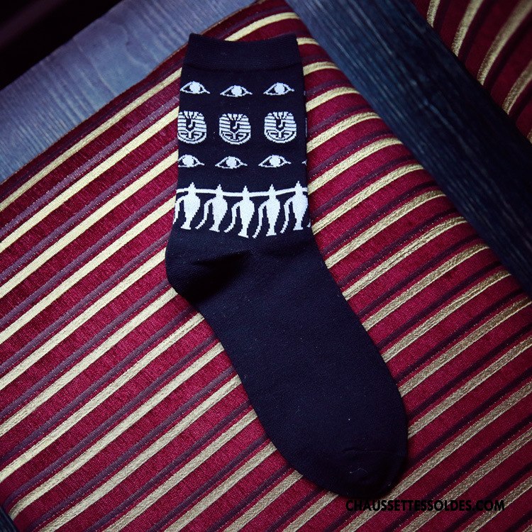 Chaussettes Mi Hautes Homme Nouvelles Arrivées Chaussettes En Coton Rétro Milieu Anti-odeur Chaussette Longue Blanc Noir