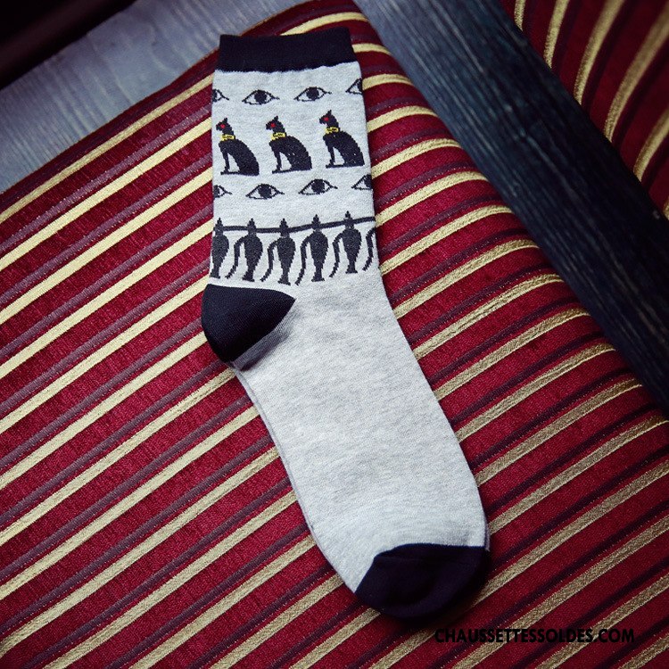 Chaussettes Mi Hautes Homme Nouvelles Arrivées Chaussettes En Coton Rétro Milieu Anti-odeur Chaussette Longue Blanc Noir